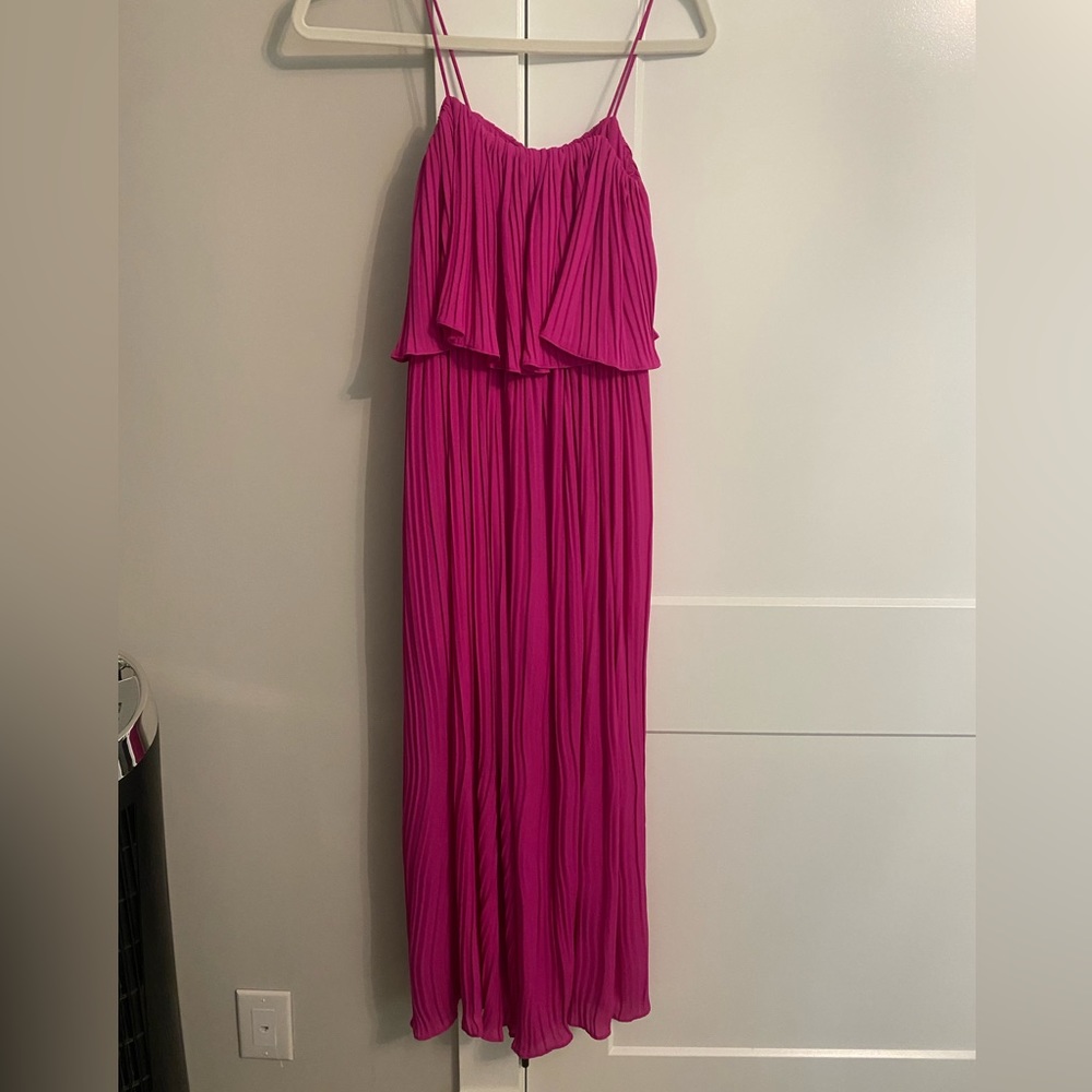 Hot pink pleated jumpsuit